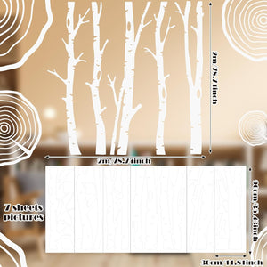 7 Sheets Woodland Wall Decal Giant Family Tree Wall Decals, 78.74 x 78.74 Inch (White)