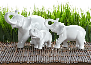 Ceramic Elephant Figurine, White (Large)