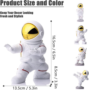 Astronaut Figurine Room Decor for Men White and Gold Kung Fu Astronaut Statues