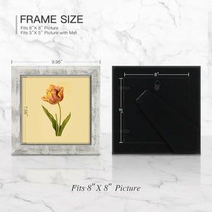 4 Pack Picture Frames Set Rustic Retro Photo Frame with Tempered Glass Wall Mount and Tabletop Display (White, 8 x 8 inch)