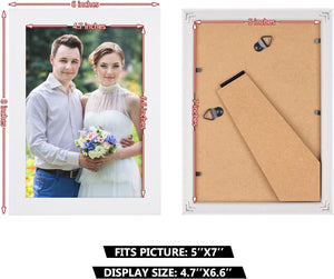 2 Pack 5x7 Picture Frame, White Picture Frame for Wall and Tabletop Display