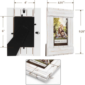 4x6 Picture Frame Set of 2, Solid Wood Photo Frame with High Definition Glass, White Rustic