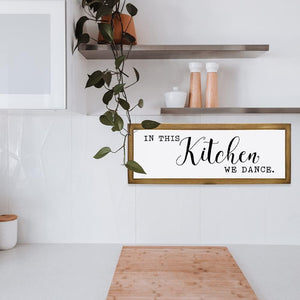 Funny Farmhouse Kitchen Sign Wall Decor (16 X 6 inch, White- Kitchen-01)