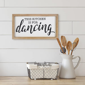 This Kitchen is for Dancing Funny Kicthen Signs 16 x 9 inches Rustic Wood Framed Wall Hanging Art