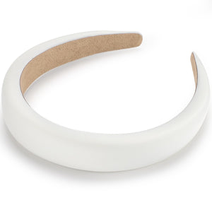 Padded Headband for Women, Wide Sponge HeadBands Plain Solid Hair Band Hoops, White