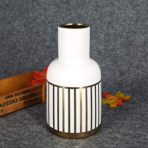 8-inch White Gold Finish Ceramic Flower Vase Home Decor