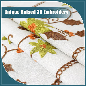 Embroidery Tablecloth Wrinkle Free Rectangle Table Cloth for Kitchen Dinning Outdoor (Rectangle/Oblong, 55''x86'',Green Flower)