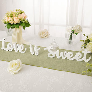 Love Is Sweet Table Decor Hollow Love Sign Wooden for Wedding Shelf (White)