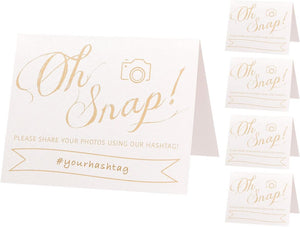 Oh Snap Wedding Hashtag Sign | 4x5 Folded Double Sided