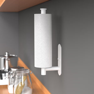 Adhesive Paper Towel Holder Under Cabinet Wall Mount for Kitchen Paper Towel, White