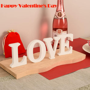 Valentine's Day Wood Love Signs, White Freestanding Love Letter Table Centerpiece Home Decor