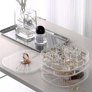 3-Layer Acrylic Jewelry Organizer with Handle Storage Holder (Clear)