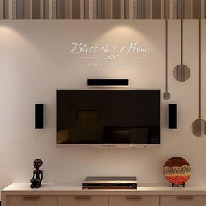 Bless This Home and All Who Enter - Pure Vinyl Wall Decal Quote Carved Seperated Letters Home Entryway Lettering Stickers Decals