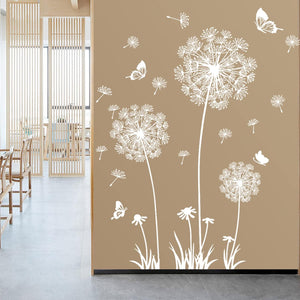 Romantic Flying Dandelion Wall Stickers Freedom Butterflies Seeds Mural Home Decor