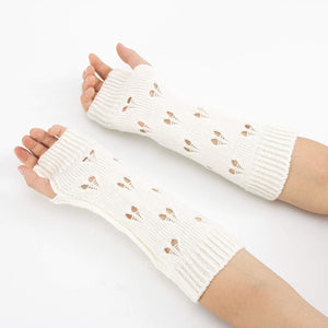 Fairy Grunge Accessories Ripped Glove Crochet Aesthetic Arm Warmers, White
