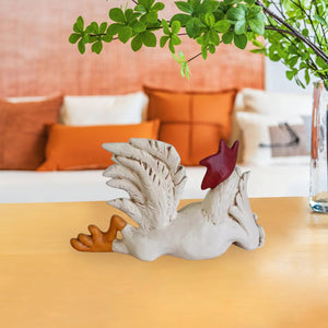 White Rooster Statue with Enchanting Posture & Long Eyelashes Table Art Sculpture Funny Resin Figurine Decoration