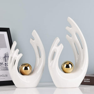 White Ceramic Abstract Statues and Sculptures Modern Home Decor