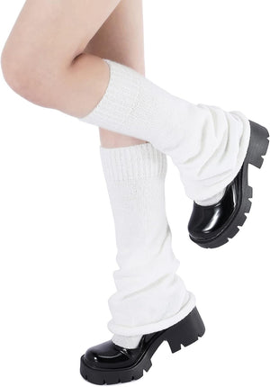 Leg Warmers Y2k Kawaii Black White Cute Leg Warmers Y2k Goth accessories for Women Girls 80s Party Sports (Pure White)
