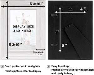 4x6 Picture Frames (3 Pack, White) Rustic Photo Frame Set with High Definition Glass
