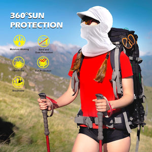 Balaclava Face Mask with Brim for Men Sun Protection, Cycling Cap with Neck Gaiter for Cycling Fishing (One Size, White)