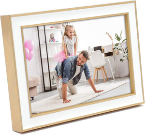 Brass tone Picture Frame with White Enamel (Brass & White,4x6 photo)