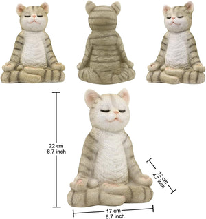 Meditating Zen Garden Cat Statue Figurine