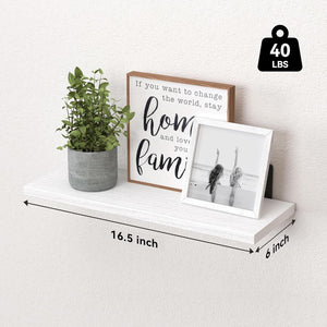 Floating Shelves Set of 6, Wood Rustic Farmhouse Shelves for Wall Decor, White