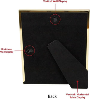 8x10 White Textured Leather (Vertical & Horizontal) & Gold Metal Picture Frame, with Black Fabric Easel Gift