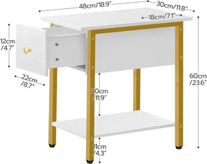 2-Tier Coffee Table, Modern Style, for Living Room, Bedroom, Study Room, Gold and White