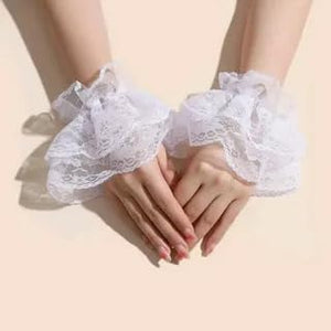 Lace Gloves White Hand Sleeve Sexy Lace Elastic Bracelet for Halloween, Wedding, Tea Party, Masquerade, Nightclub