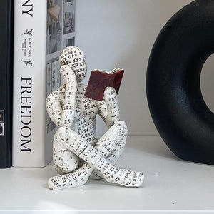 Reading Woman Figurine, Resin Abstract Statue Modern Sculpture Home Decoration