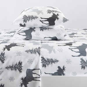 3-Piece Lodge Printed Ultra-Soft Microfiber Sheet Set, All-Season Bed Sheets. (Twin, Moose)