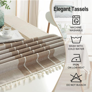 Rectangle Table Cloth Cotton Linen Tablecloth Waterproof Spillproof Wrinkle Free, Beige, 58''x86'', 6-8 Seats