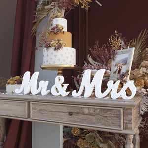 Large White Mr and Mrs Sign Wooden Letters with Just Married Banner Wedding Decorations for Anniversary