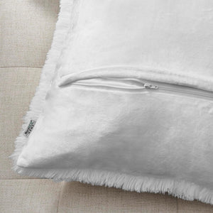Luxury Soft Faux Fur Fleece Cushion Cover Pillowcase Decorative Throw Pillows Covers, 18" x 18" Inch, White, 2 Pack