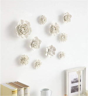 Ceramic Flower Wall Décor Artificial 3D Flower Wall Art for Living Room, 4.72 inches