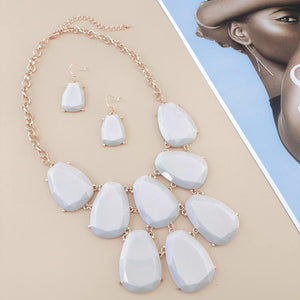 Chunky Bubble Statement Collar Necklace with Earrings for Women