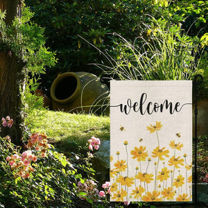 Spring Summer Garden Flag Floral Welcome Double Sided Outside Vertical Holiday Yard Decor, 12×18 Inches