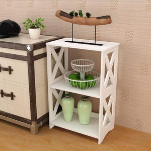 End Bedside Table 3 Tier, White, Bathroom Nightstand Shelf for Small Spaces