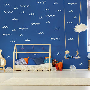 Ocean Wave Lines Pattern Wall Decal - Sea Waves Wall Stickers