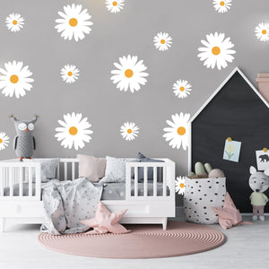 Large White Daisy Wall Stickers, Vinyl Flower Floral Wall Art