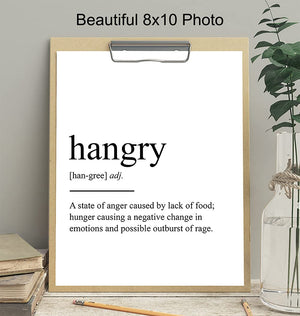 Hangry Definition Wall Art Print Typography - 8x10 Unframed Photo Decor Gift