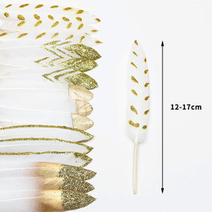 50Pcs 5 Style Natural Goose Feathers Clothing Accessories Pack of Mixed Gold Dipped White