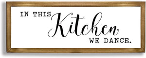 Funny Farmhouse Kitchen Sign Wall Decor (16 X 6 inch, White- Kitchen-01)