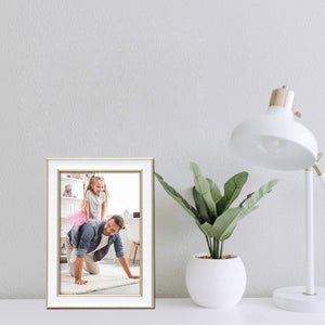 Brass tone Picture Frame with White Enamel (Brass & White,4x6 photo)