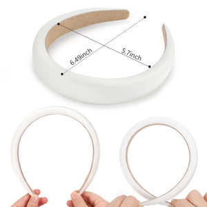 Padded Headband for Women, Wide Sponge HeadBands Plain Solid Hair Band Hoops, White