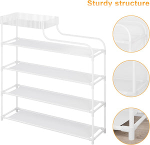 4-Tier Shoe Rack Storage Organizer Shoe Shelf with Storage Box Multi-Function, Free Standing