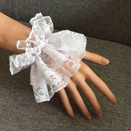 Lace Gloves White Hand Sleeve Sexy Lace Elastic Bracelet for Halloween, Wedding, Tea Party, Masquerade, Nightclub