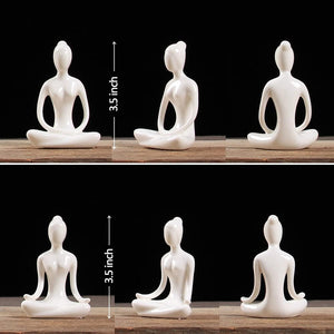 Set of 4 Meditation Ceramic Yoga Statue for Home Decoration