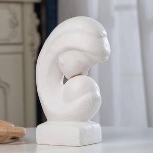 White Love Mom Ceramic Statues Figurines Sculptures for Home Decor